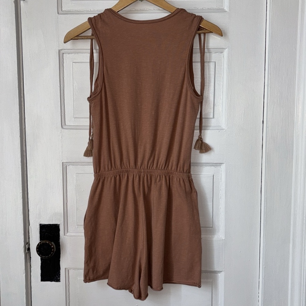AERIE STRETCH JERSEY COTTON ROMPER WITH TASSEL TIE STRAPS - Picture 6 of 9